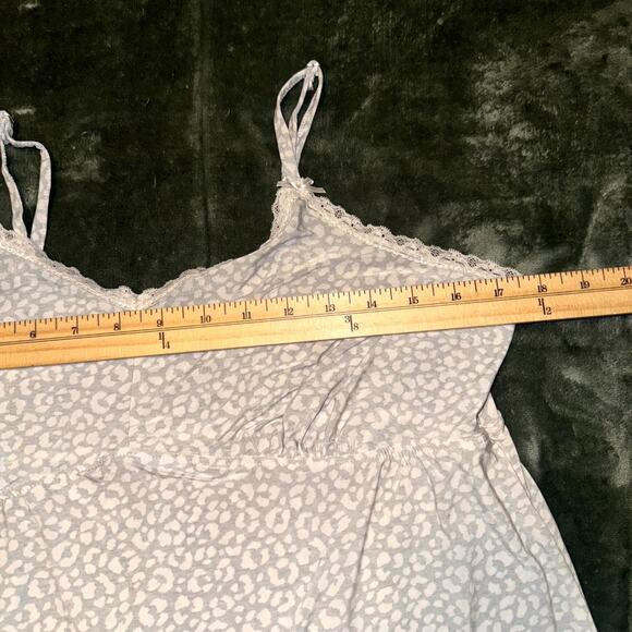 Rene Rofe Slip Dress Women XL Beige Gray Leopard Print Spaghetti Strap Sleepwear - Picture 6 of 8